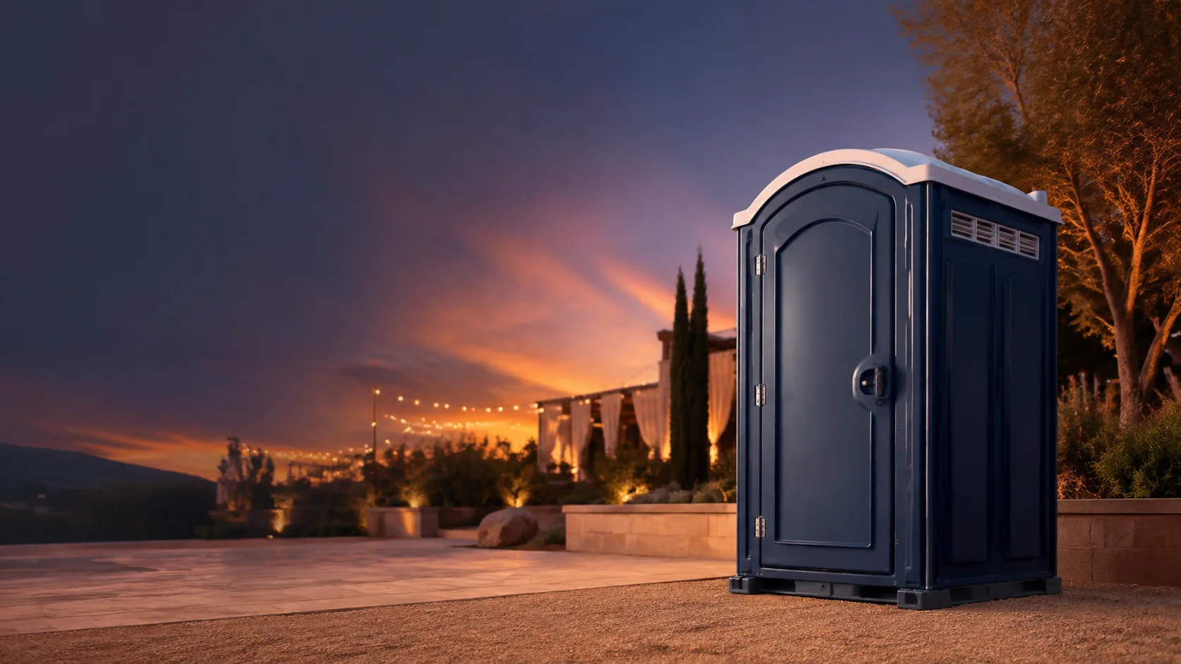 Portable restroom shown for rental planning in Aurora, CO